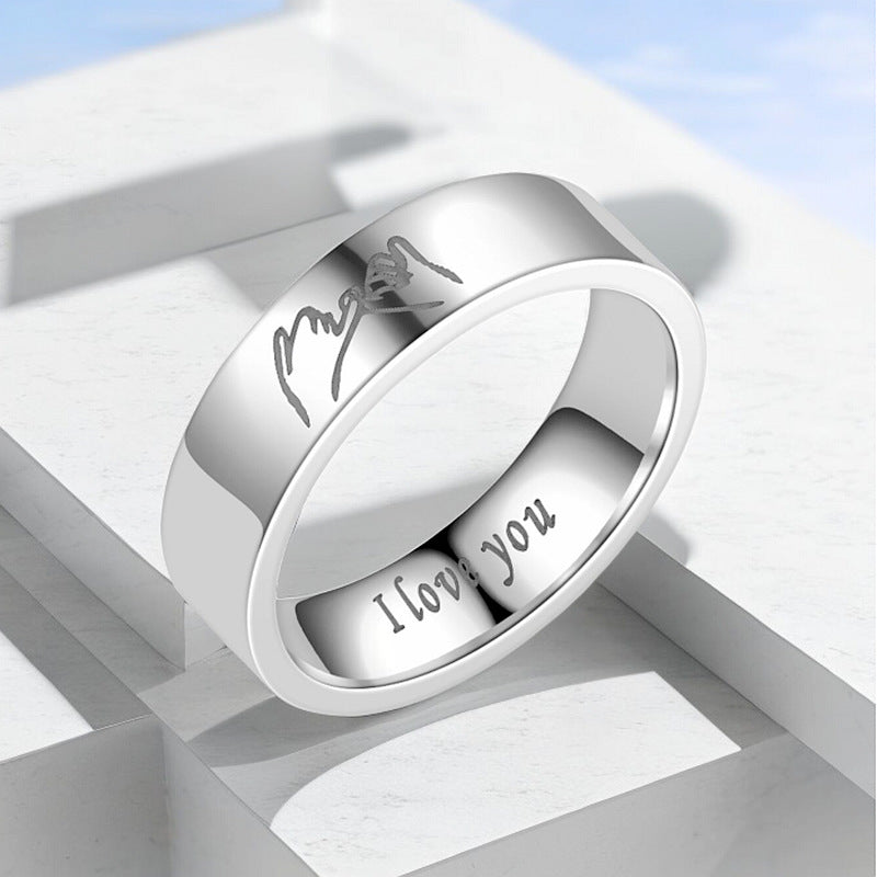 Wholesale titanium steel couple ring I love you hand in hand Jewelry